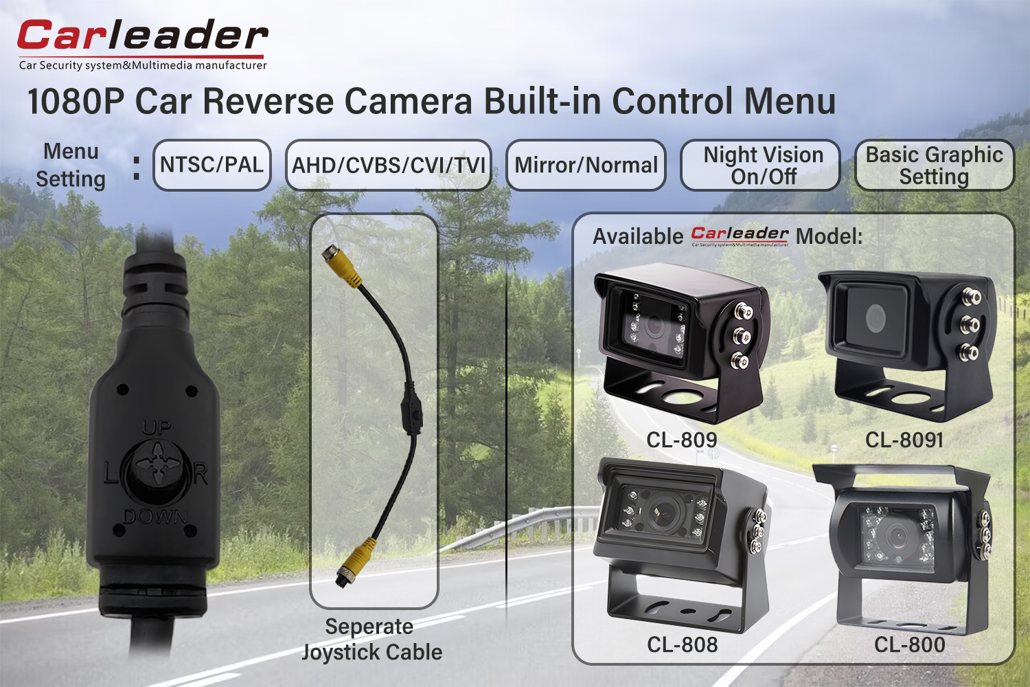 Car Backup Reverse Camera na may Built-in Control Menu