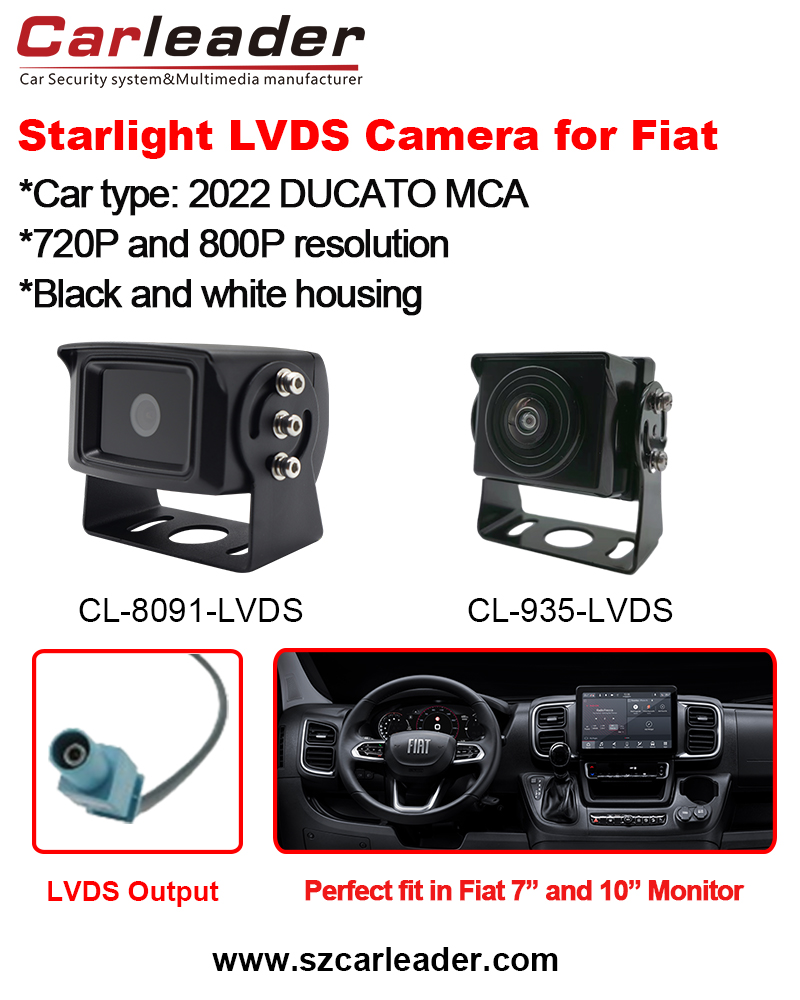 Carleader LVDS Vehicle Rear View Camera Fit Para sa Fiat Ducato