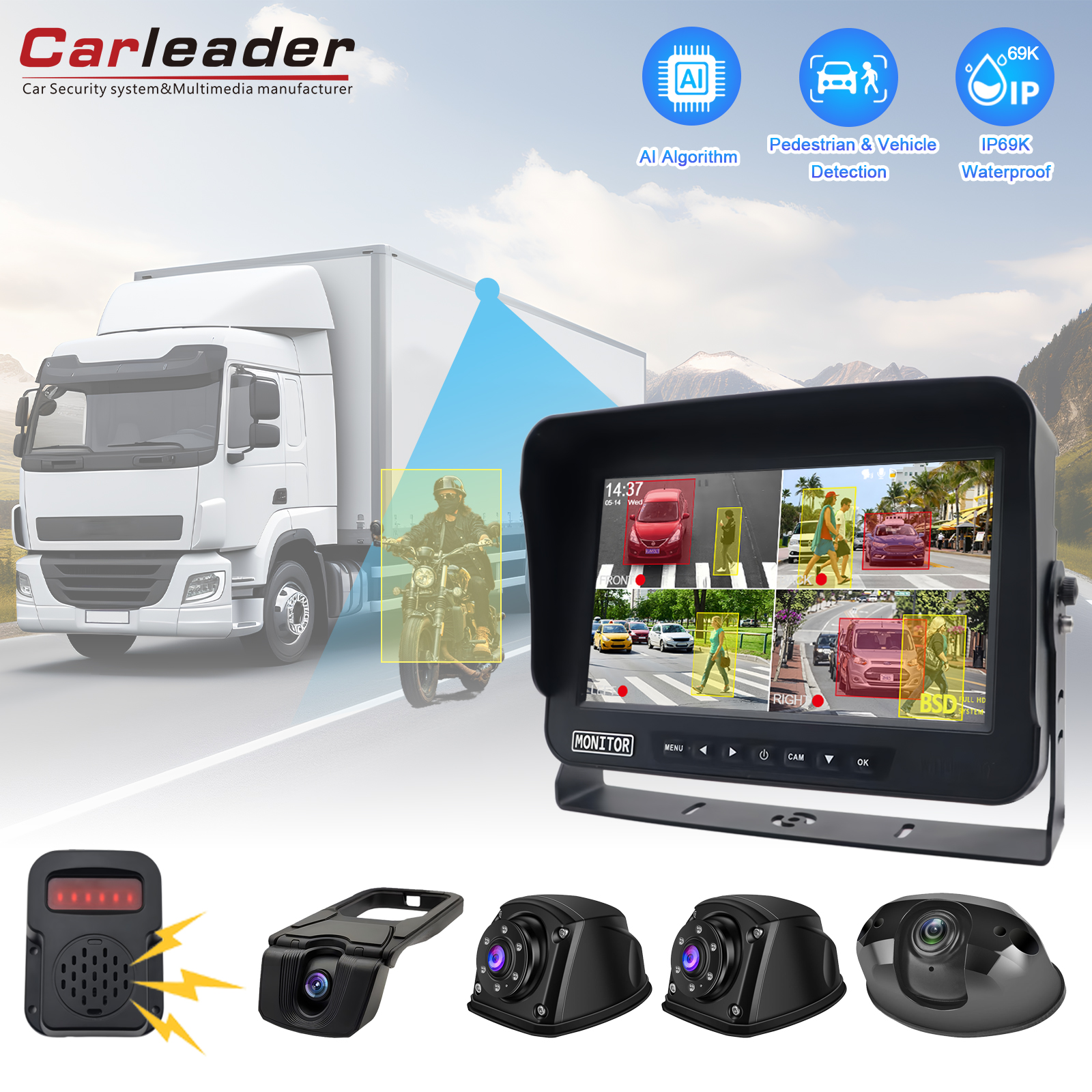 Pagandahin ang Kaligtasan sa Pagmamaneho Sa Carleader 10.1 Inch Vehicle BSD Blind Spot Detection Monitoring System