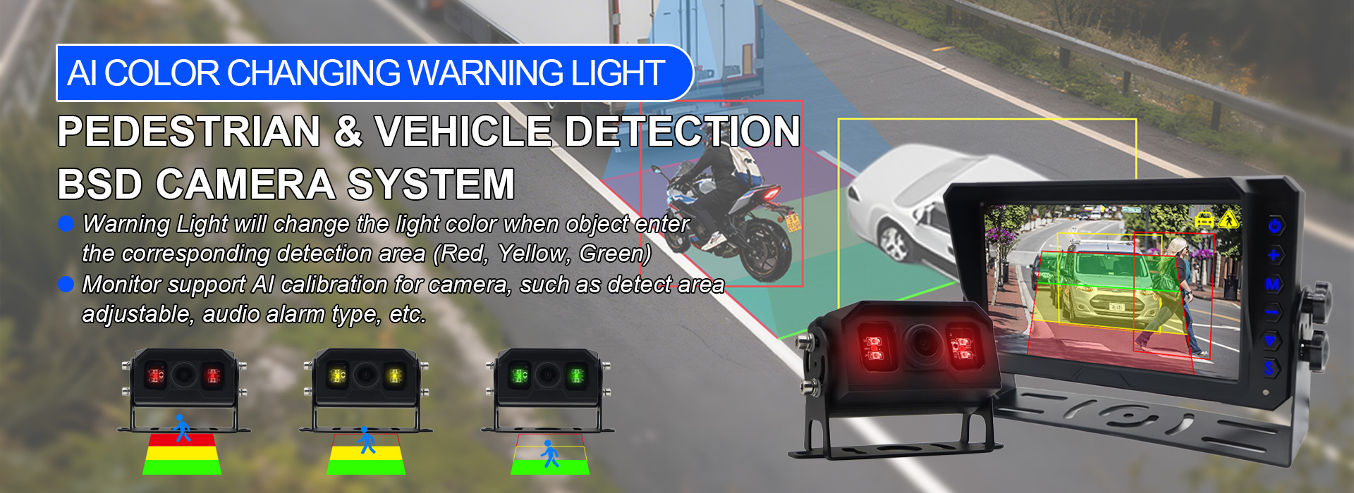 AI Blind Spot Detection System na May Ilaw ng Babala sa Pagbabago ng Kulay