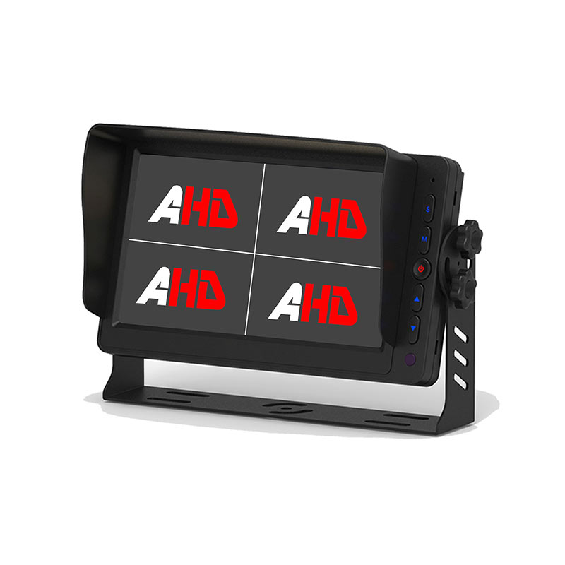 7 Inch AHD Quad Monitor na may SD Card Recording at 4 na Video Input para sa Vehicle Camera System