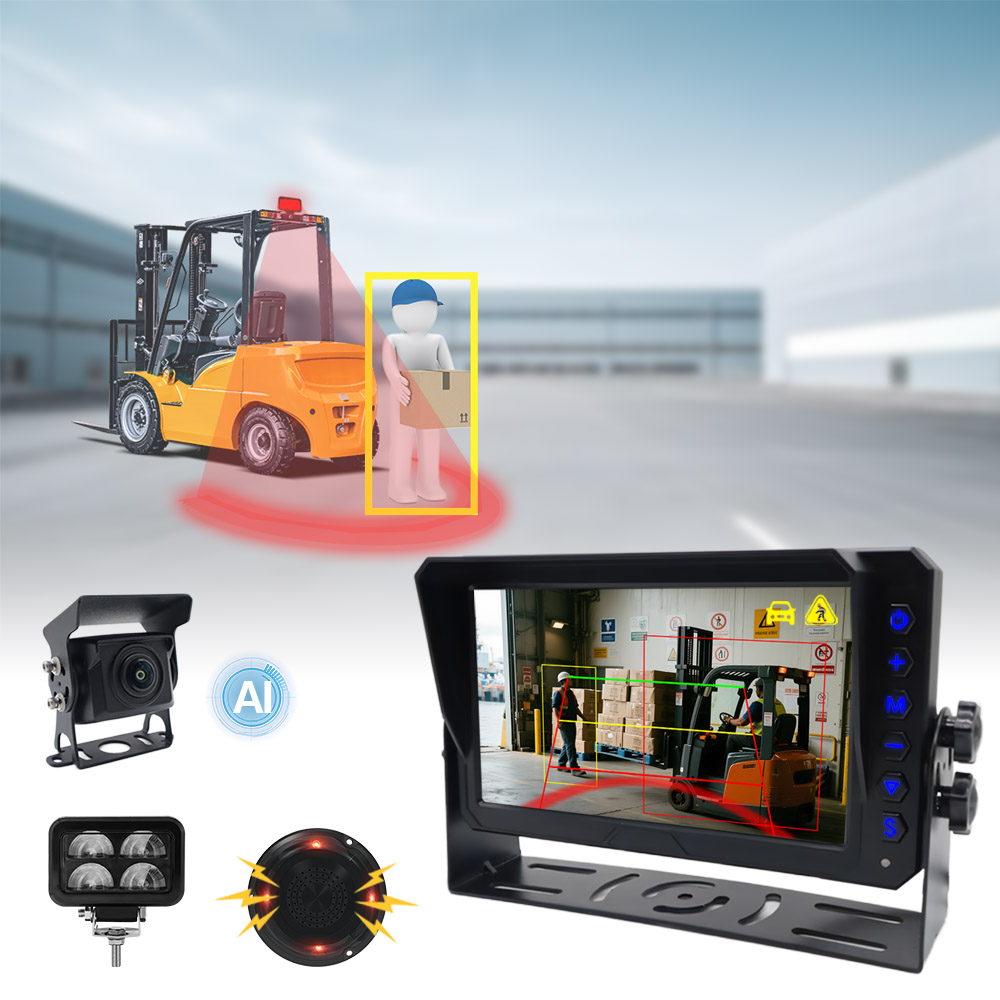 AI Pedestrian at Vehicle Detection Laser Light Warning Camera System para sa Forklift